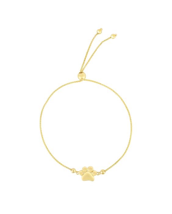 14K Gold Paw Print Friendship Bracelet