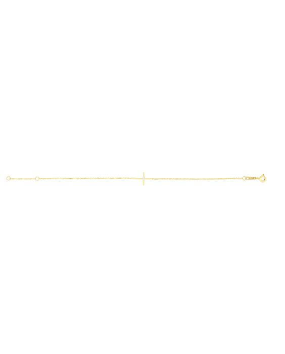 14K Gold CZ Side Cross Bracelet