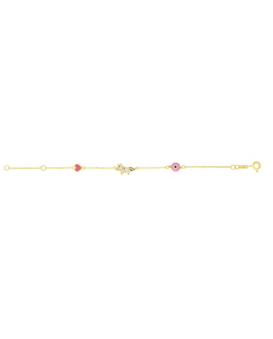 14K Gold Enamel Unicorn Bracelet