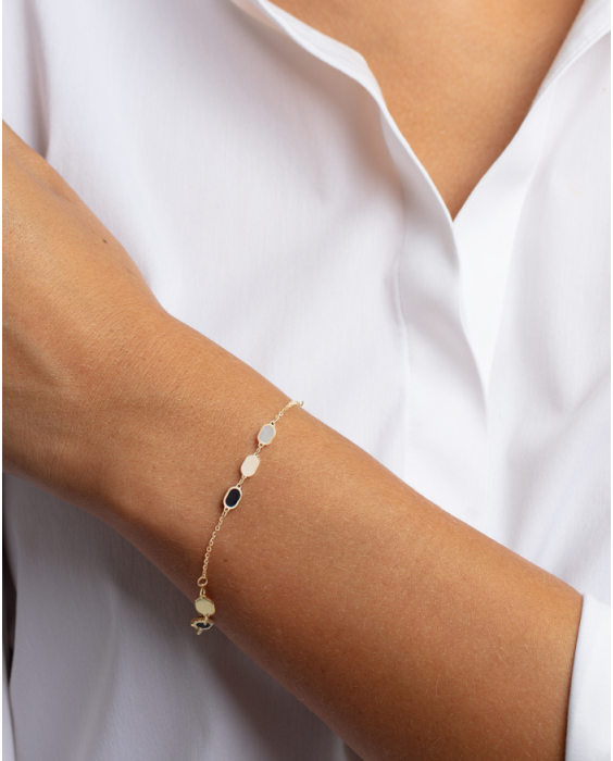 14K Onyx & MOP Inlay Links Bracelet