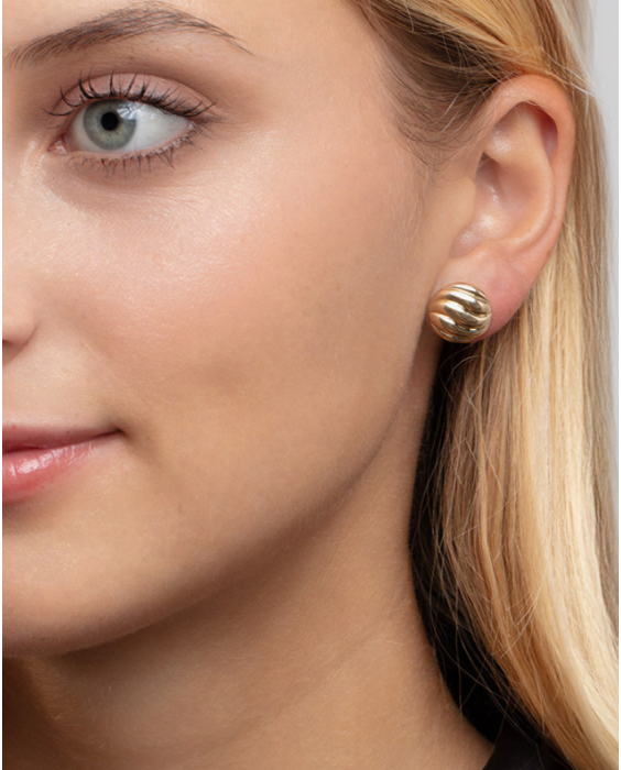 14K Swirl Button Earrings