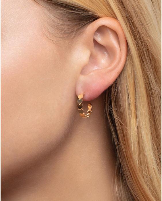 14K Heart Row C-Hoops