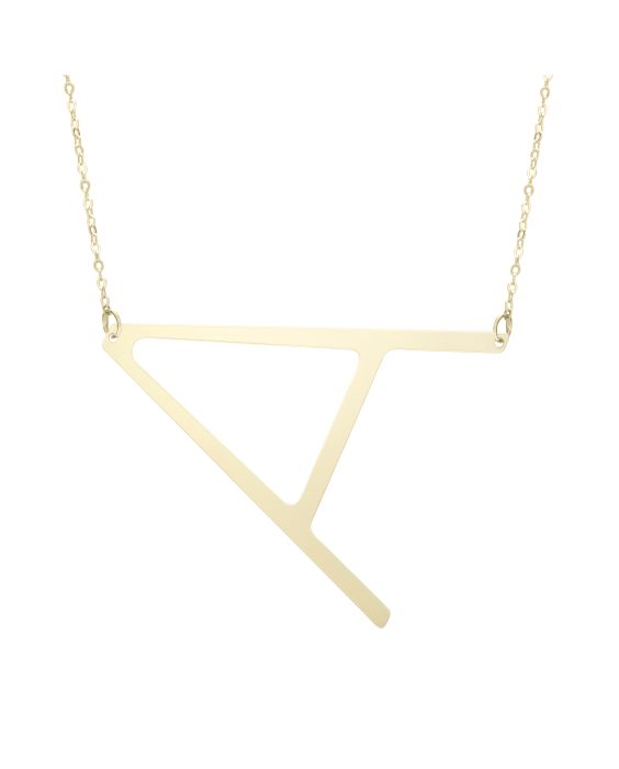 14K Gold Large Initial A Necklace