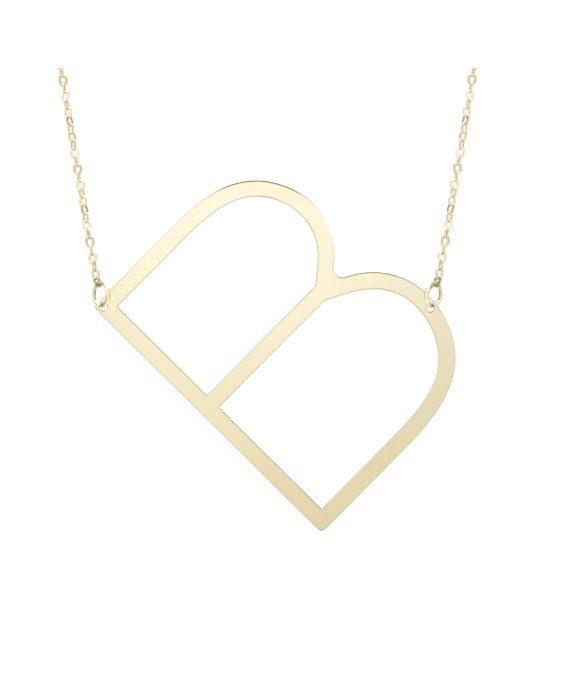 14K Gold Large Initial B Necklace