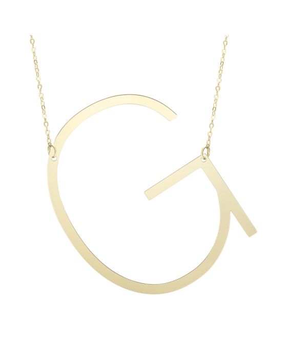 14K Gold Large Initial G Necklace