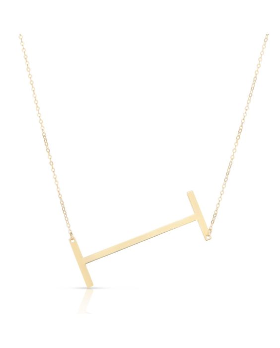14K Gold Large Initial I Necklace