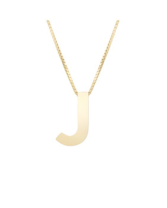 14K Gold Block Letter Initial J Necklace