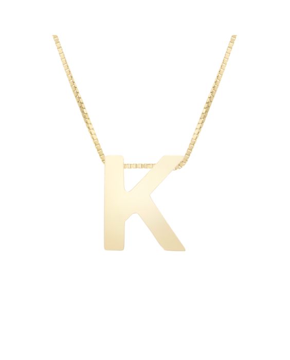 14K Gold Block Letter Initial K Necklace