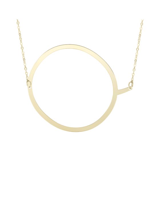 14K Gold Large Initial Q Necklace