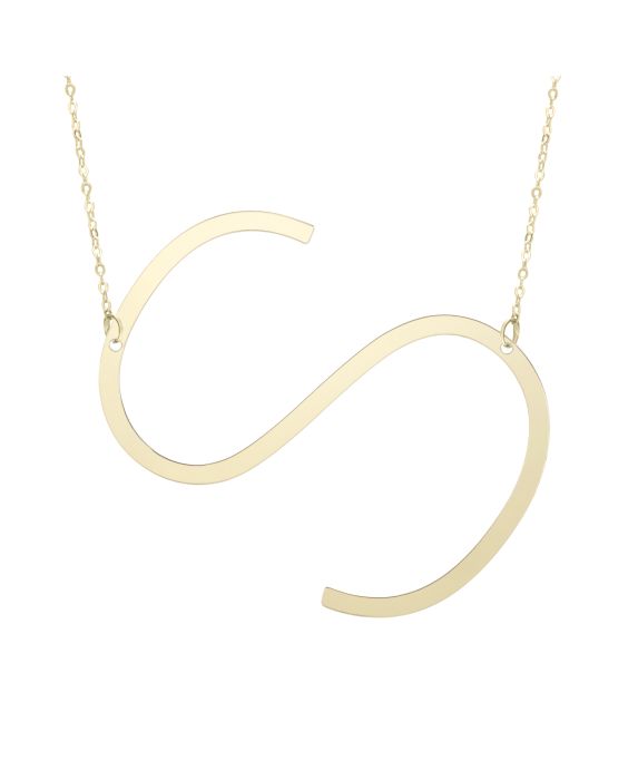 14K Gold Large Initial S Necklace