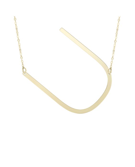 14K Gold Large Initial U Necklace