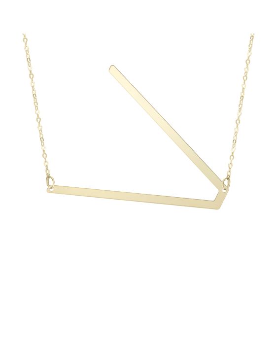 14K Gold Large Initial V Necklace
