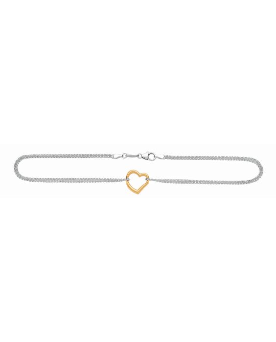 14K &amp; Silver Heart Anklet
