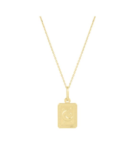 14K Rectangle Moon Talisman Pendant 