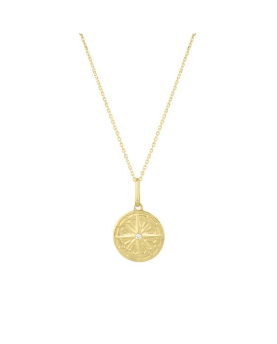 14K Round North Star Talisman Pendant 