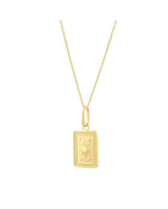 14K Rectangle Sun Pendant 