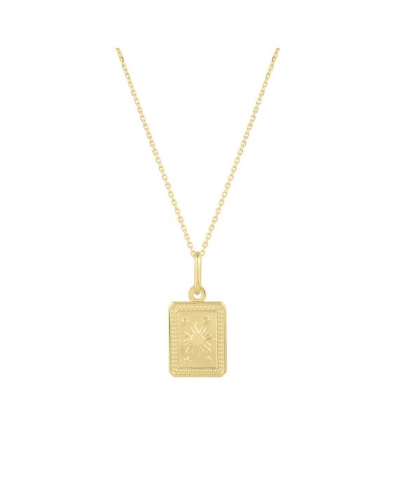 14K Rectangle Sun Pendant 