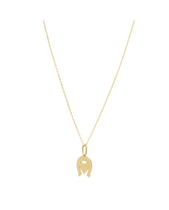 14K Heart &amp; Horseshoe Pendant 