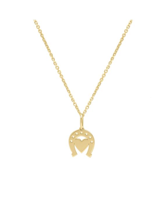 14K Heart &amp; Horseshoe Pendant 