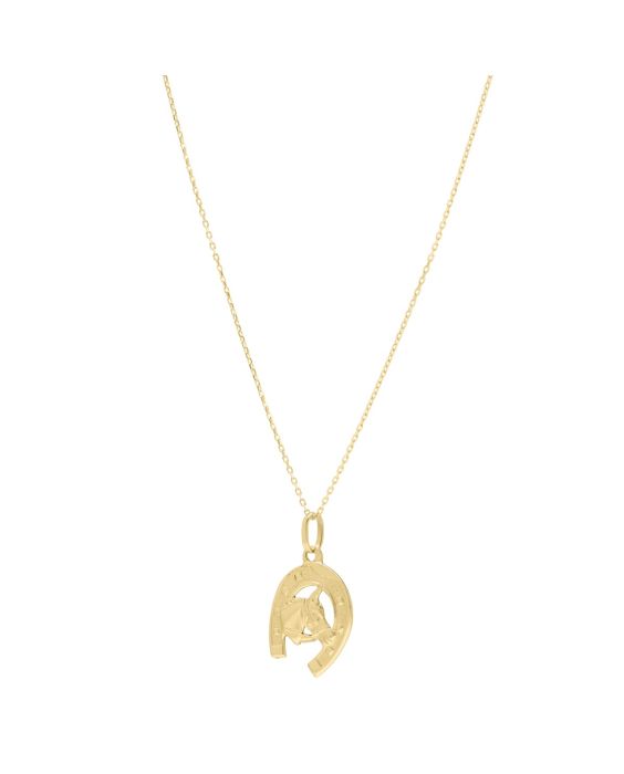 14K Horse &amp; Horseshoe Pendant 