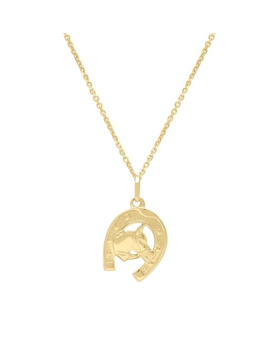 14K Horse &amp; Horseshoe Pendant 