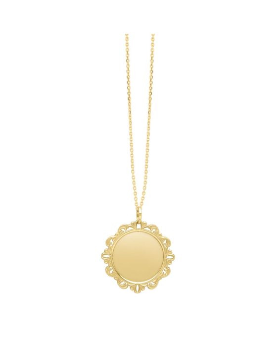 14K Baroque Round Pendant 