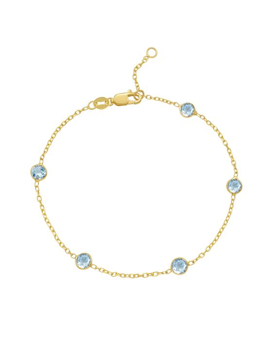14K Aquamarine Station Bracelet