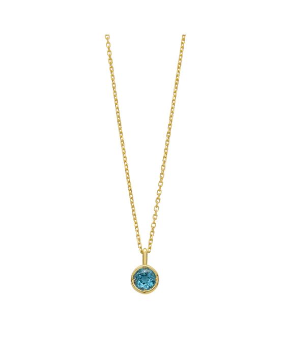 14K Sky Blue Topaz Birthstone Pendant