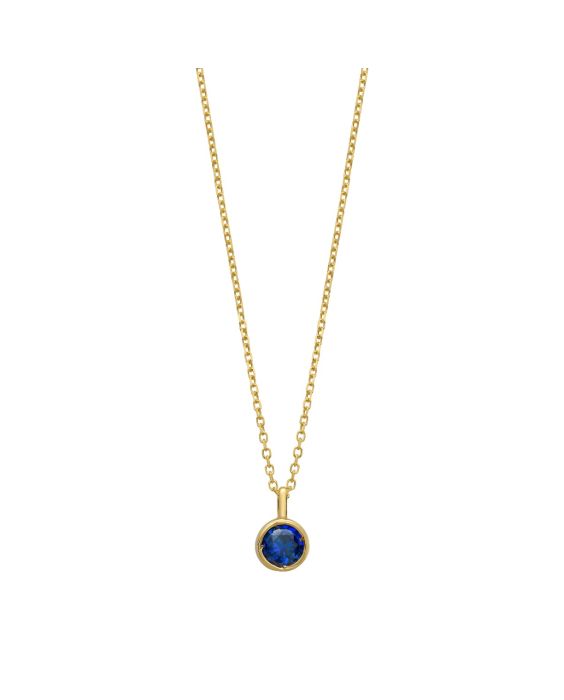 14K Created Blue Sapphire Birthstone Pendant