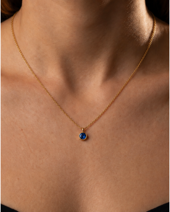 14K Created Blue Sapphire Birthstone Pendant