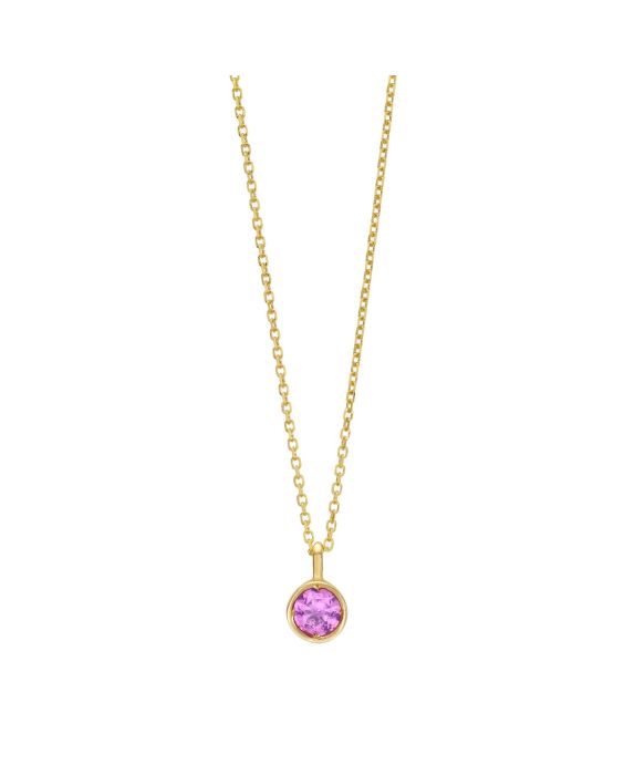 14K Created Pink Sapphire Birthstone Pendant