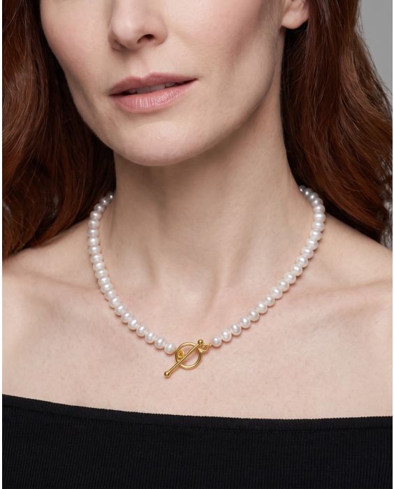14K Pearl T-Bar Necklace