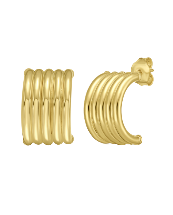 14K Gold Multirow C-Hoops