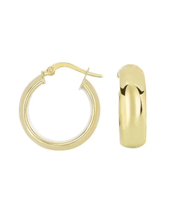 10K Gold Gold Polished Tube Hoop Earrings