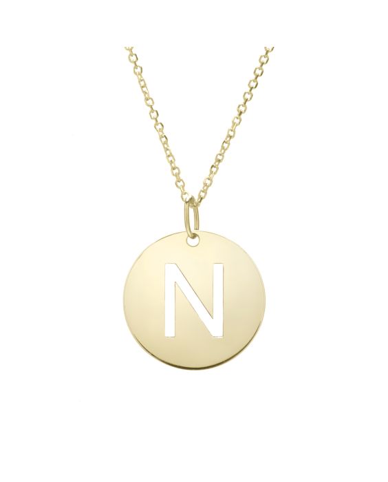 14K Gold Disc Initial N Necklace