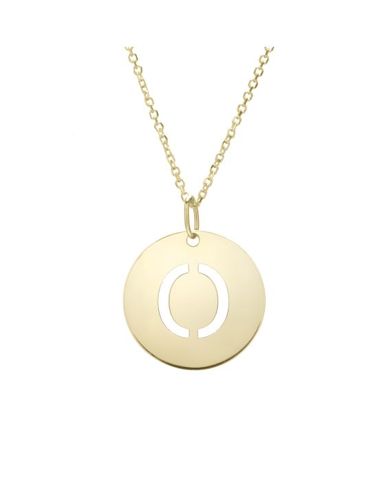 14K Gold Disc Initial O Necklace