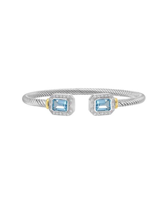 Diamond & Blue Topaz Italian Cable Bangle