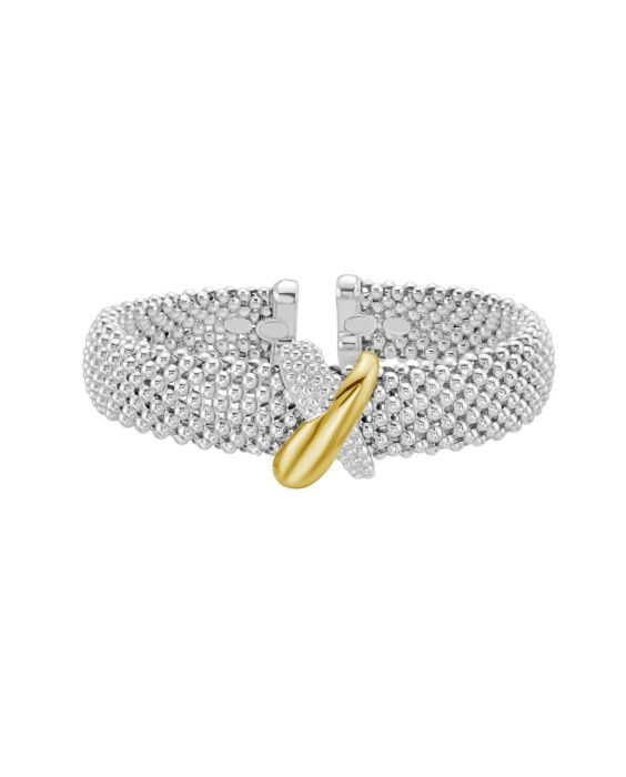 Silver &amp; 18K Larger Puffy X Cuff