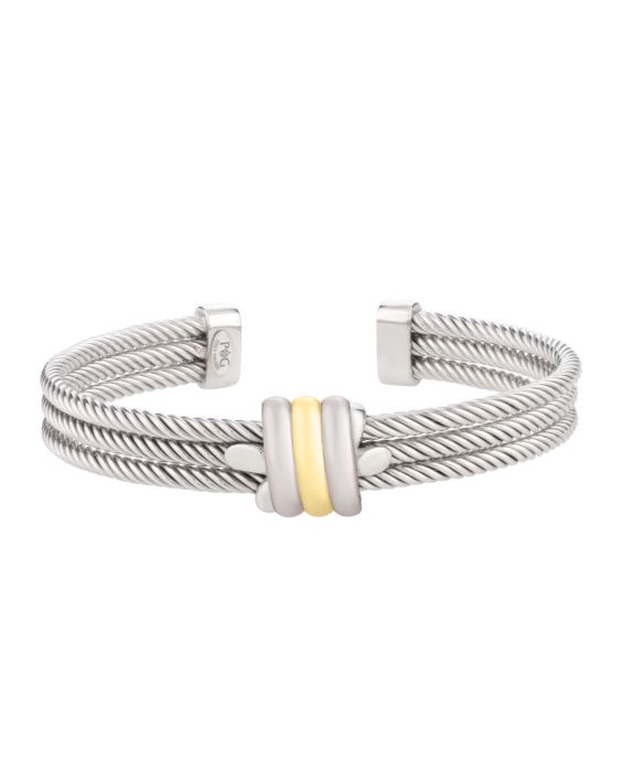 Silver & 18K Men's Triple Knot Cuff