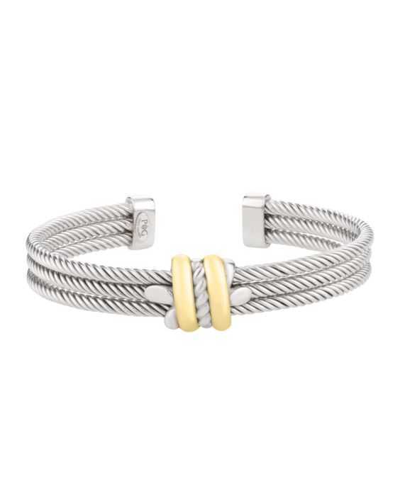 Silver & 18K Men's Triple Knot Cuff