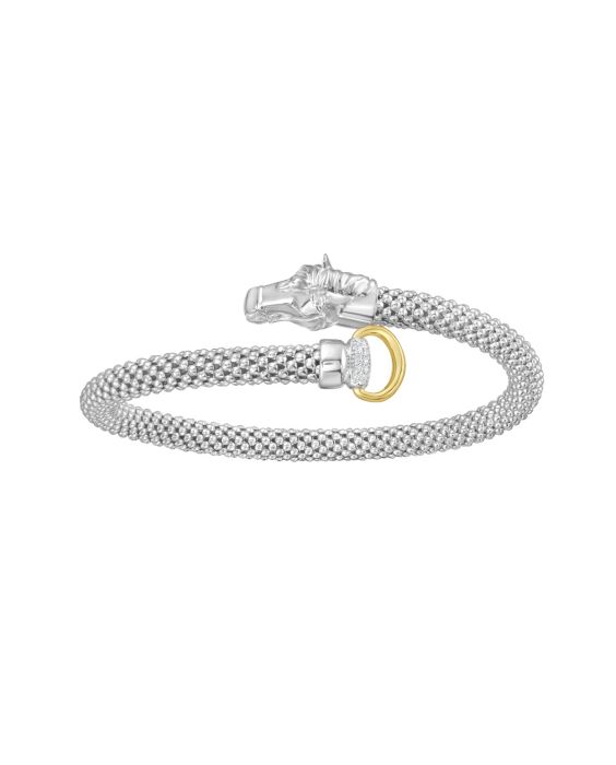 Silver, 18K & Diamond Prosecco Equestrian Bangle