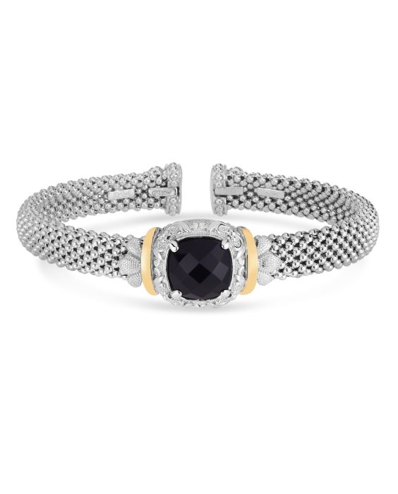 Silver &amp; 18K Onyx Prosecco Bangle