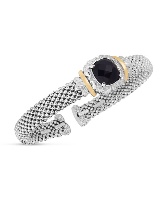 Silver &amp; 18K Onyx Prosecco Bangle