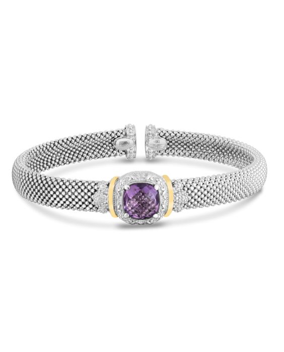 18K Gold &amp; Silver Prosecco Amethyst Cuff