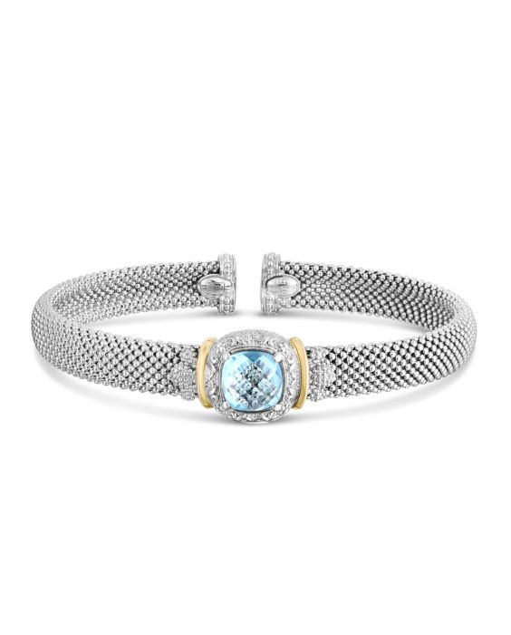 18K Gold &amp; Silver Prosecco Blue Topaz Cuff