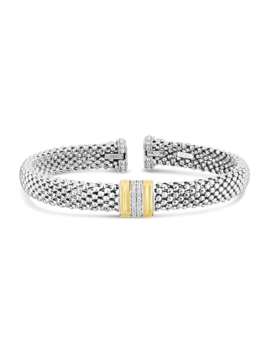 Diamond Prosecco Bar Cuff in Silver &amp; 18K Gold