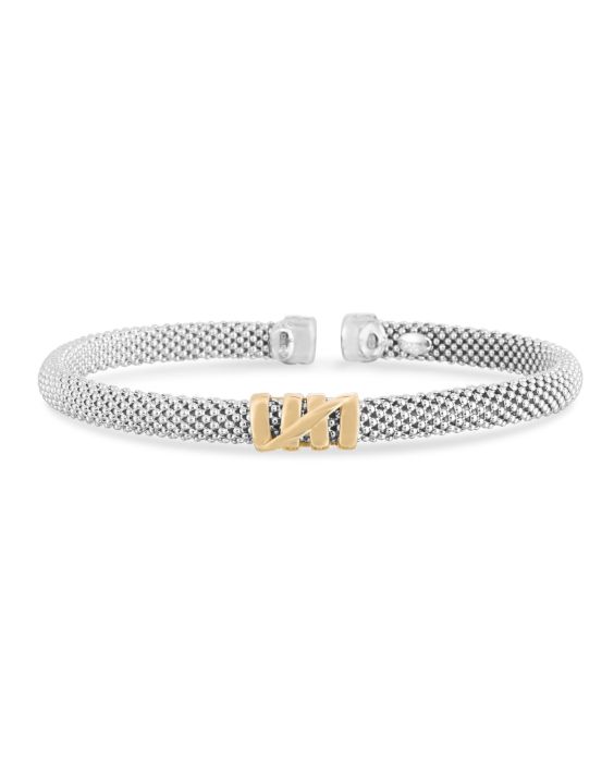 Small Tally Cuff Bracelet in Silver & 18K Gold