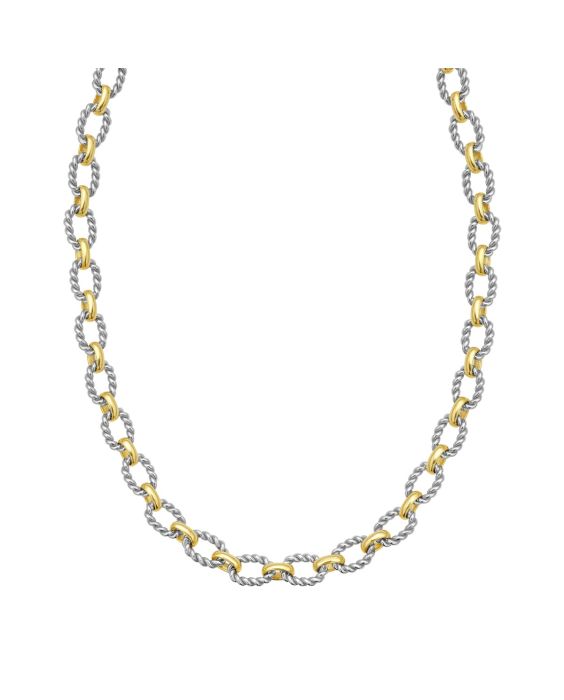 Silver & 18K Oval Link Chain