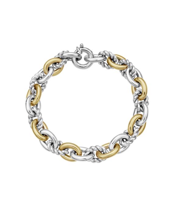 Silver & 18K Gold Cable Bold Link Bracelet