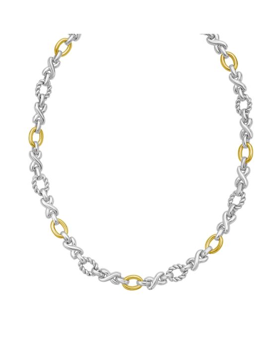 Silver & 18K Gold XO Links Cable Chain